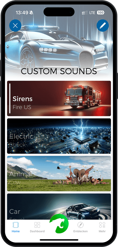Maxhaust-App: Custom-Sounds-Startansicht