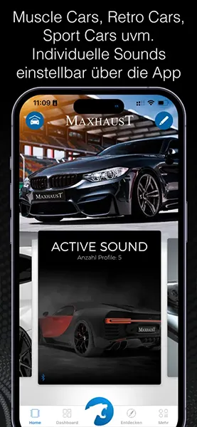 Muscle Cars, Retro Cars, Sport Cars und mehr: individuelle Sounds einstellbar über die App